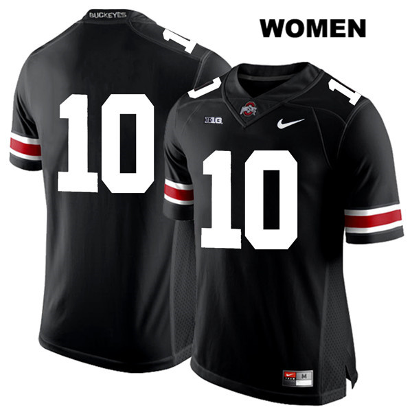 Ohio State Buckeyes Women's Amir Riep #10 White Number Black Authentic Nike No Name College NCAA Stitched Football Jersey HL19R82RK